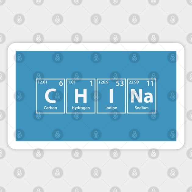 China (C-H-I-Na) Periodic Elements Spelling Sticker by cerebrands